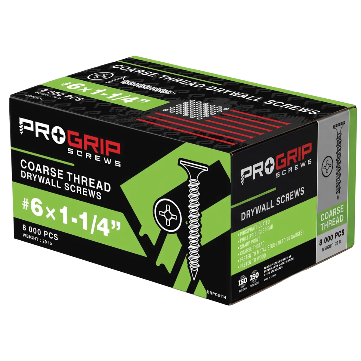 PROGRIP coarse thread drywall screws box